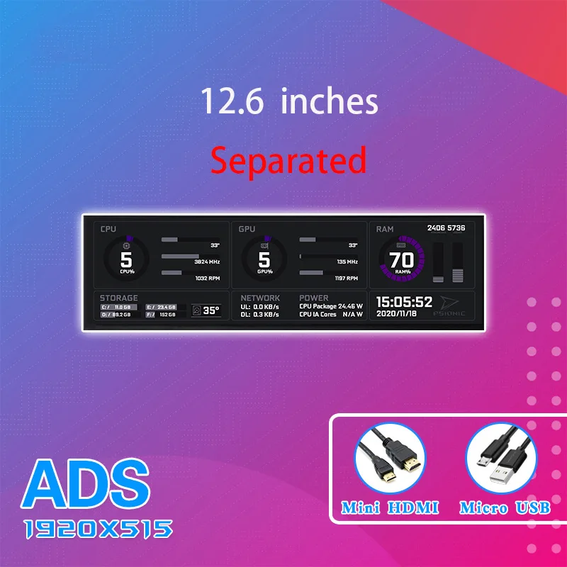 Corn Electronics Corn Electronics Secondary Screen monitor 12.5" 1920x515 ADS 60Hz Red — product photo