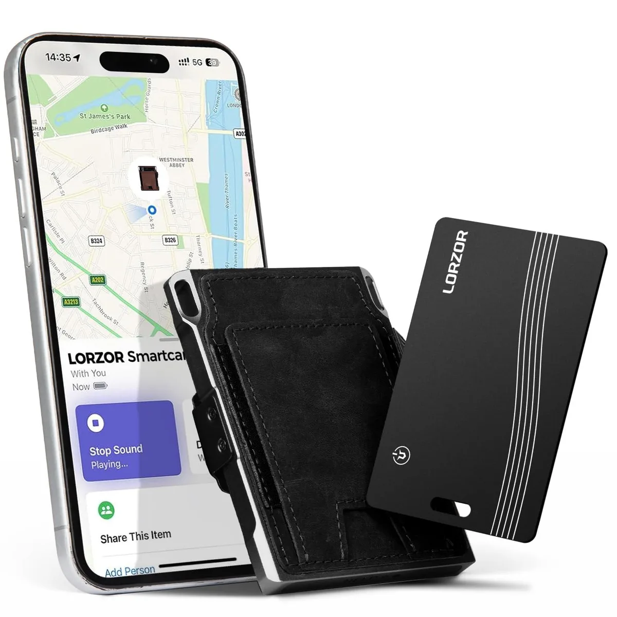  Viator Gear Wallet Tracker Card iOS Only Black 0.07in IP68 90dB 5mo Qi — product photo