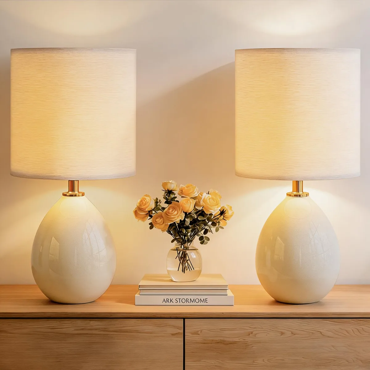  Dawnwake DTC TC001 18.5" Table Lamps Set of 2 Cream Ceramic Linen Shade — product photo