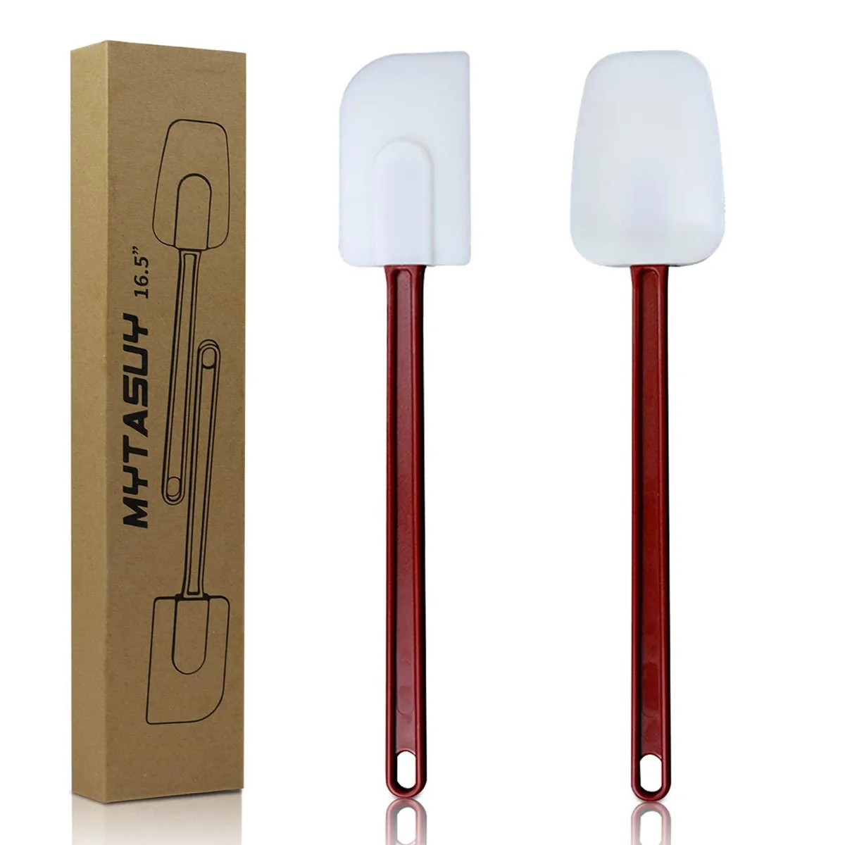 Two 16.5 inch silicone spatulas, one flat and one spoon head, with nylon handles