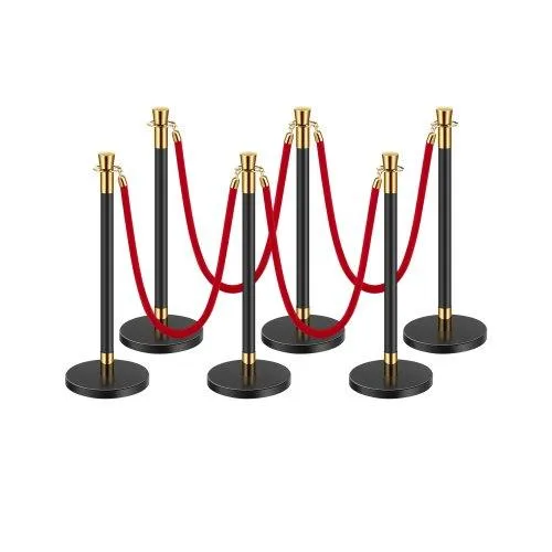 VEVOR VEVOR Stanchions and Velvet Ropes 6 Posts 4 Red Ropes 1.5 m 32 mm 201 Stainless Steel 320 x 890 mm — product photo