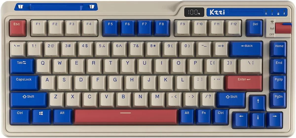 BFKK BFKK 75% Wireless Gasket Mechanical Keyboard 82 Keys Knob Power Display Rhine River — product photo