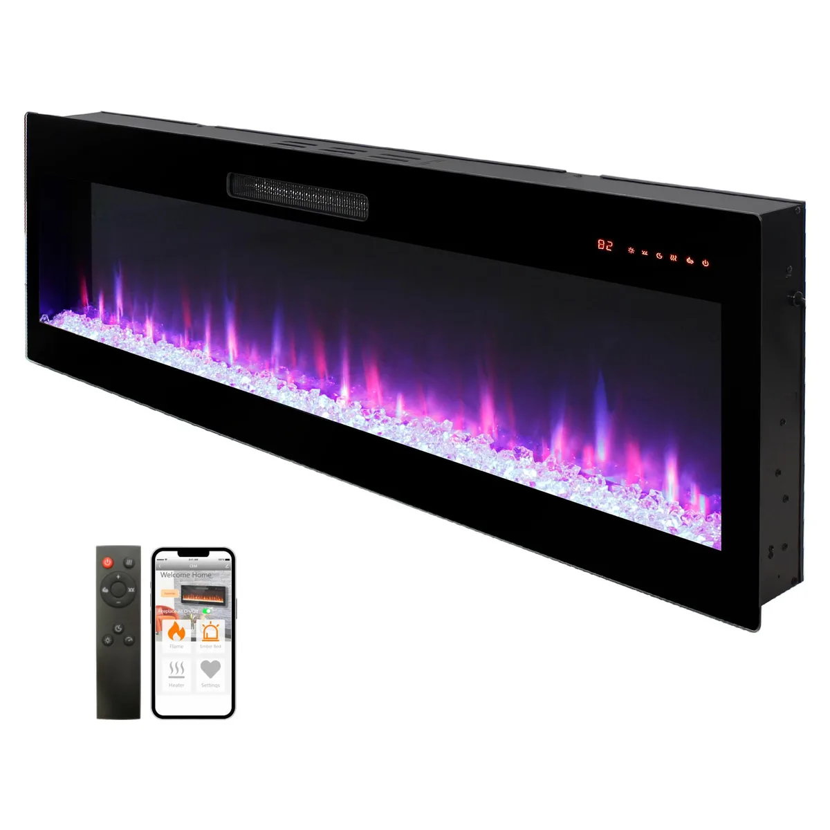 tuphen tuphen 60" Smart Electric Fireplace Heater 1400W WiFi — product photo
