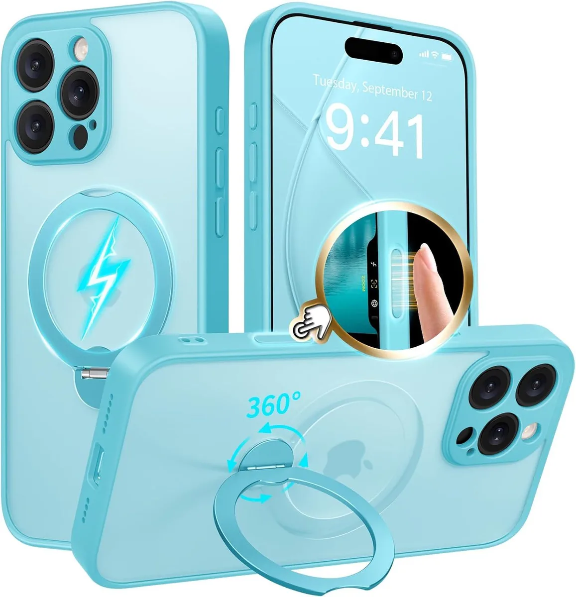 Transcend Transcend 360° Spin Magnetic Stand Case iPhone 16 Pro Max Turquoise Blue — product photo