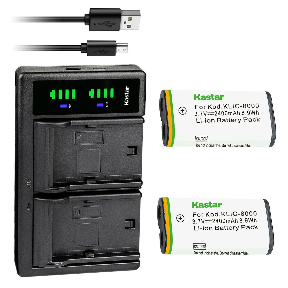 Kastar Kastar KLIC-8000 2-Pack Battery &amp; LTD2 USB Charger — product photo