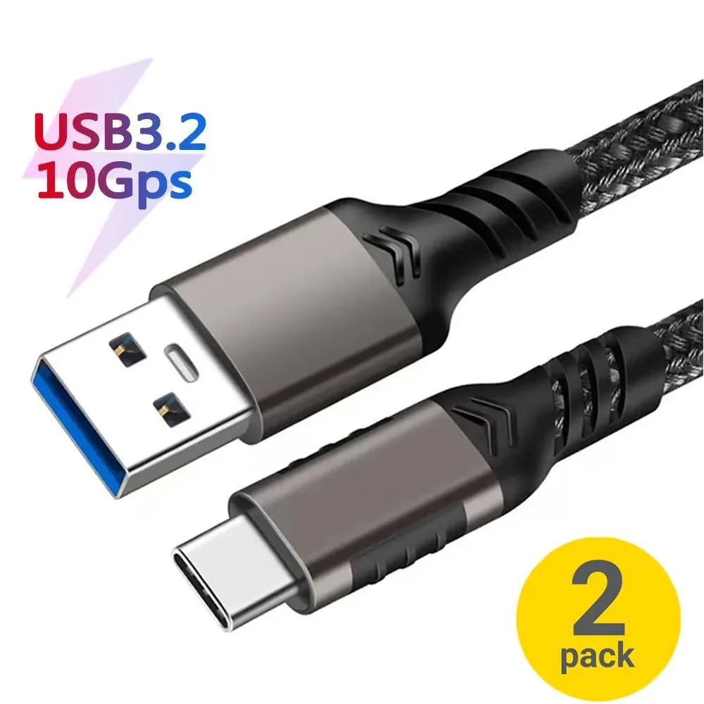 Jansicotek Jansicotek PQ057 USB 3.2 A to C braided cable 6.6ft 2-pack 10Gbps 60W — product photo