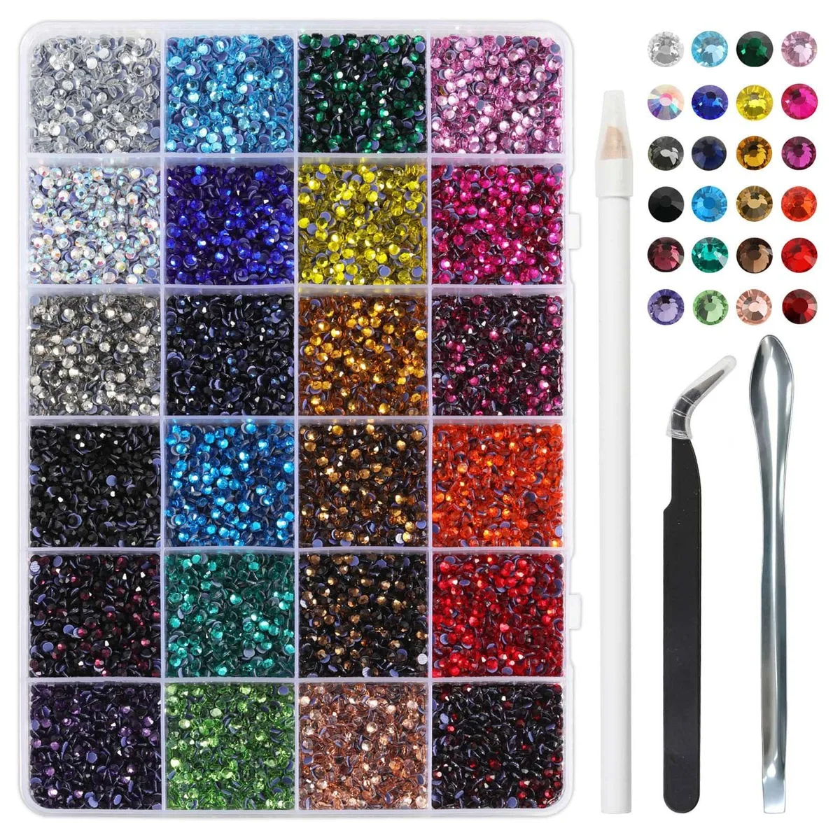 None Continuous None Continuous Hotfix Rhinestone Craft Kit 14400pcs 24 Colors SS10 3mm Glass with Tools — product photo