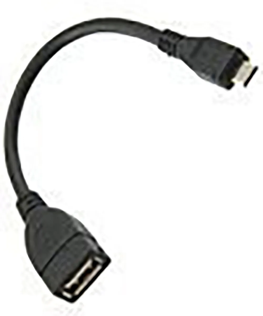 Black USB 2.0 OTG adapter cable with USB-A female to micro-USB male connectors