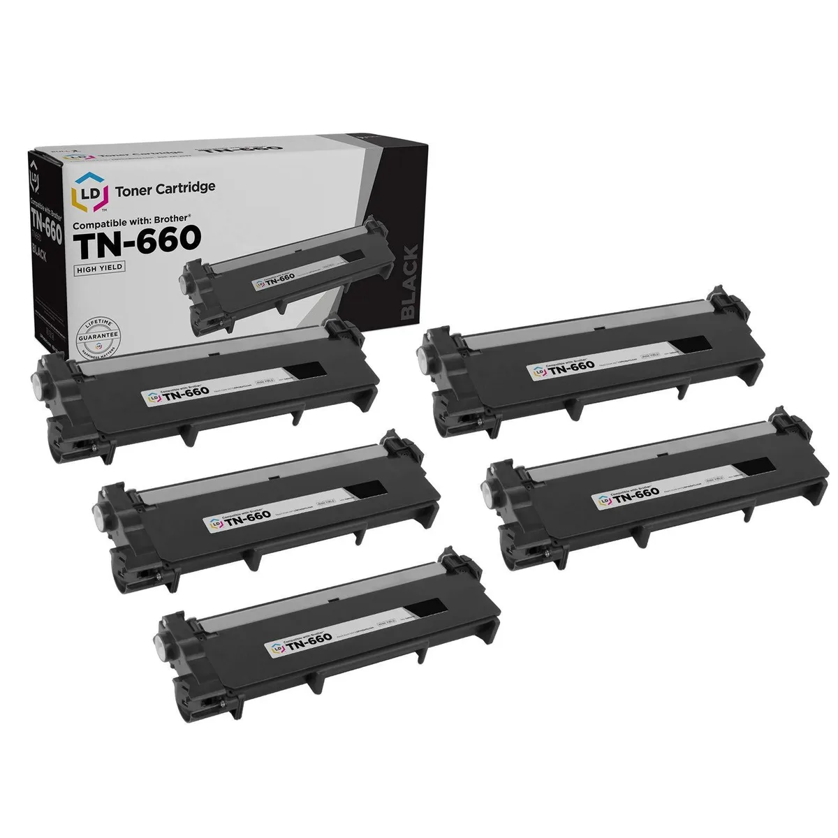LD Products LD Products Compatible Toner Cartridge for Brother TN660 TN630 High Yield 2600 Pages Black 5 Pack — product photo