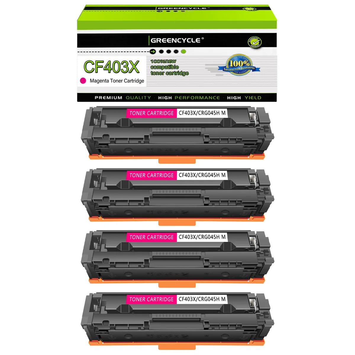 GREENCYCLE GREENCYCLE CF403X Magenta Toner Cartridge 4 Pack High Yield 2300 Pages — product photo