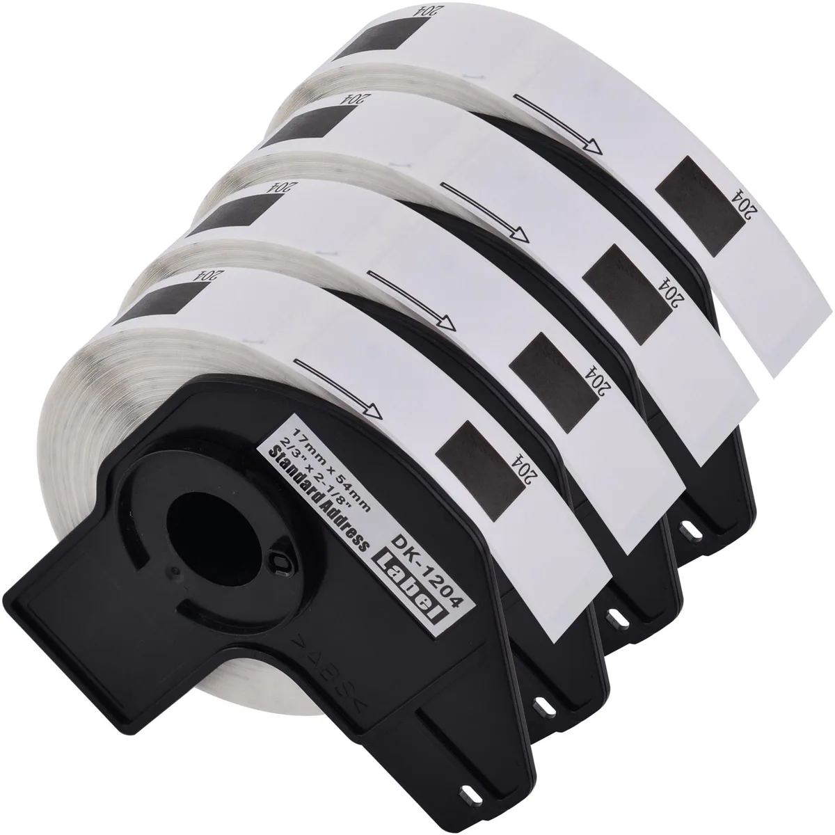GREENCYCLE GREENCYCLE DK-1204 Die-Cut Paper Labels 17 mm x 54 mm 4 Rolls 400 Labels/Roll with Cartridge Frame — product photo