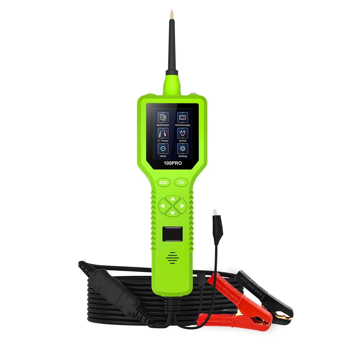 Handheld automotive circuit probe with 2.4 inch color LCD screen and six navigation buttons