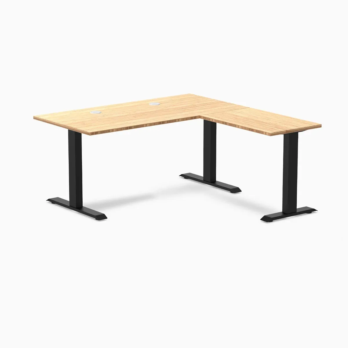 Desky Desky Zero Bamboo L-Shape Office Desk 60 x 30 x 62 x 20 in Bamboo Matte Black Grommets — product photo