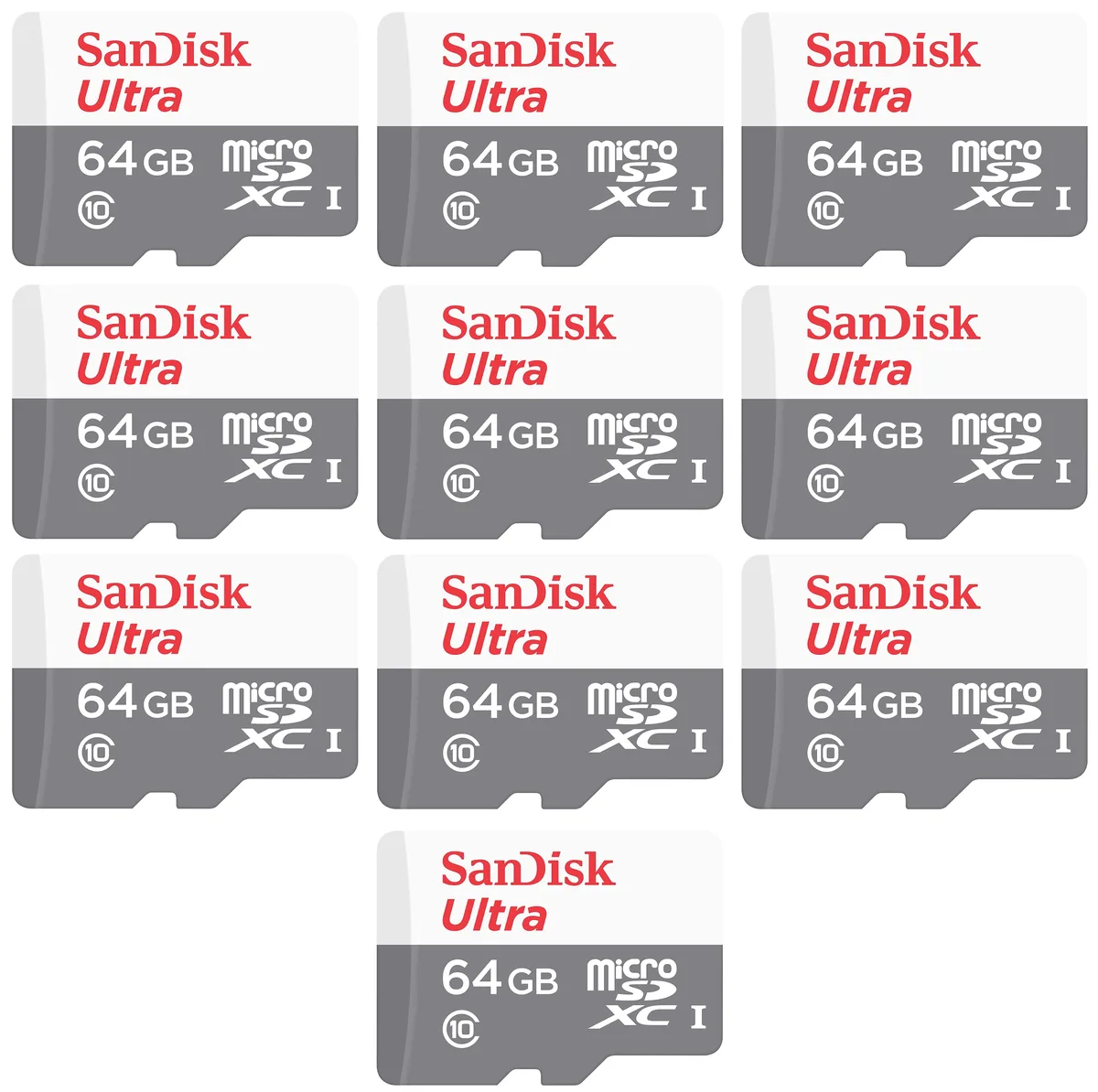 SanDisk SanDisk Ultra 64GB microSDXC Class 10 Kit of 10 with Cases — product photo