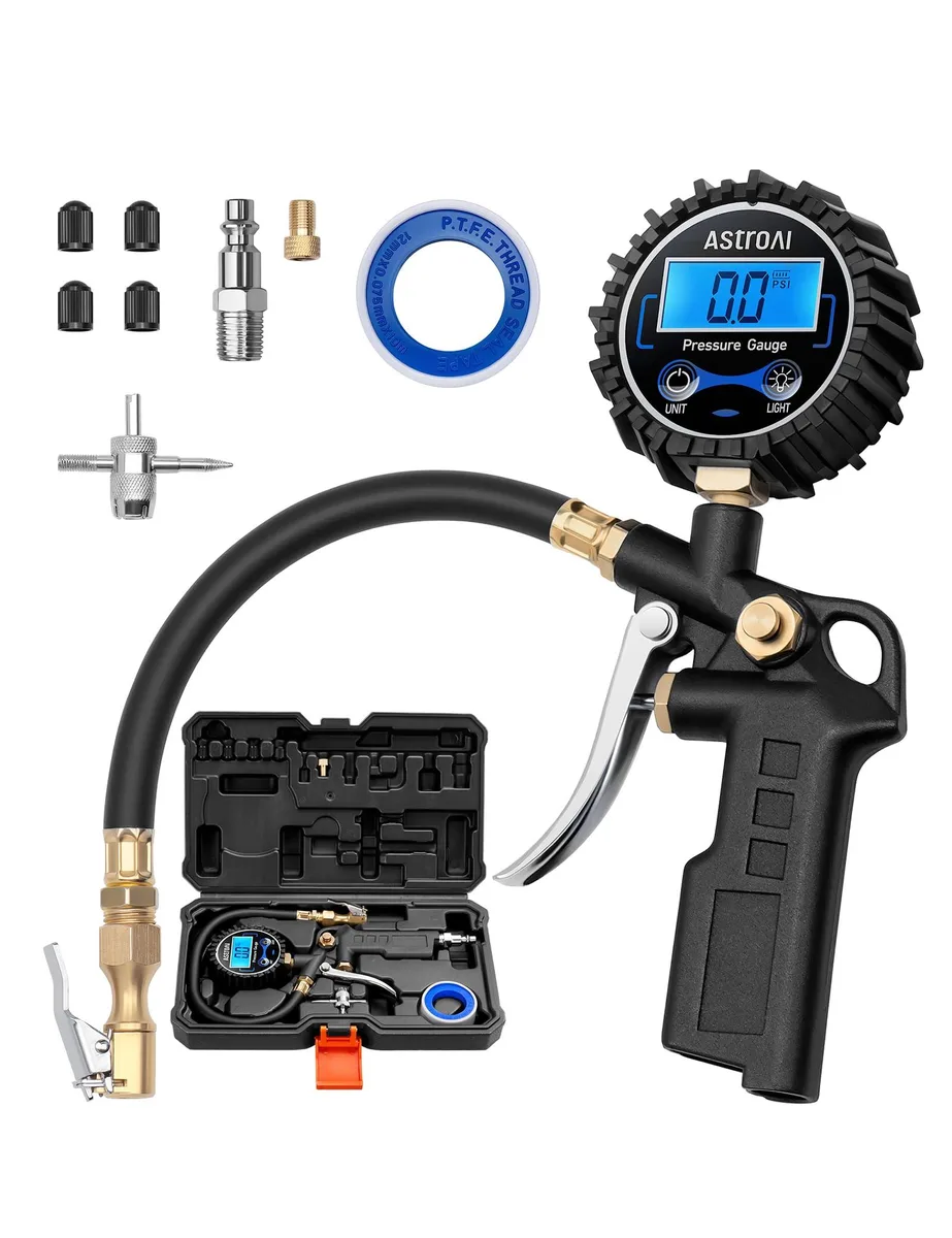 KEHIPI KEHIPI Digital Tire Pressure Gauge with Inflator 3-250 PSI Standard with Case — product photo