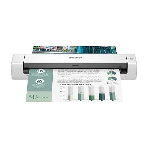 Compact rectangular document scanner, matte white and dark grey, micro USB 3.0 port visible