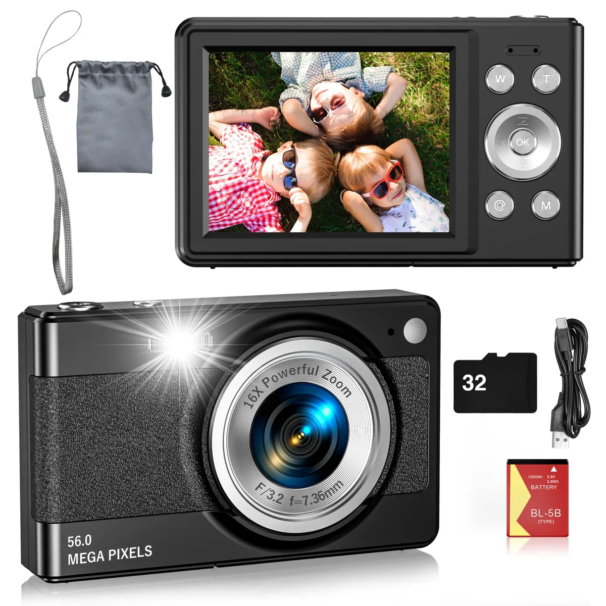  Polaroid PIXPRO B17 56MP 1080P 16x Zoom Black — product photo