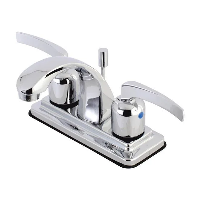 Polished chrome centerset bathroom faucet with pop-up drain