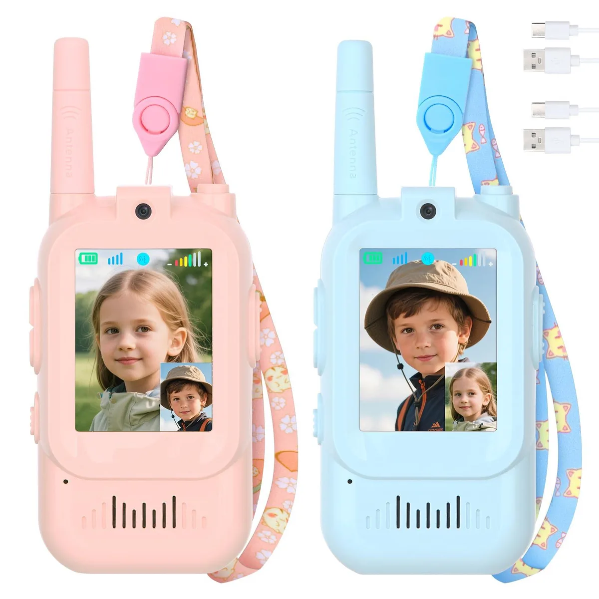  riida JK200 Video Walkie Talkies 2 Pack 2.0 Inch Screen Pink/Blue — product photo