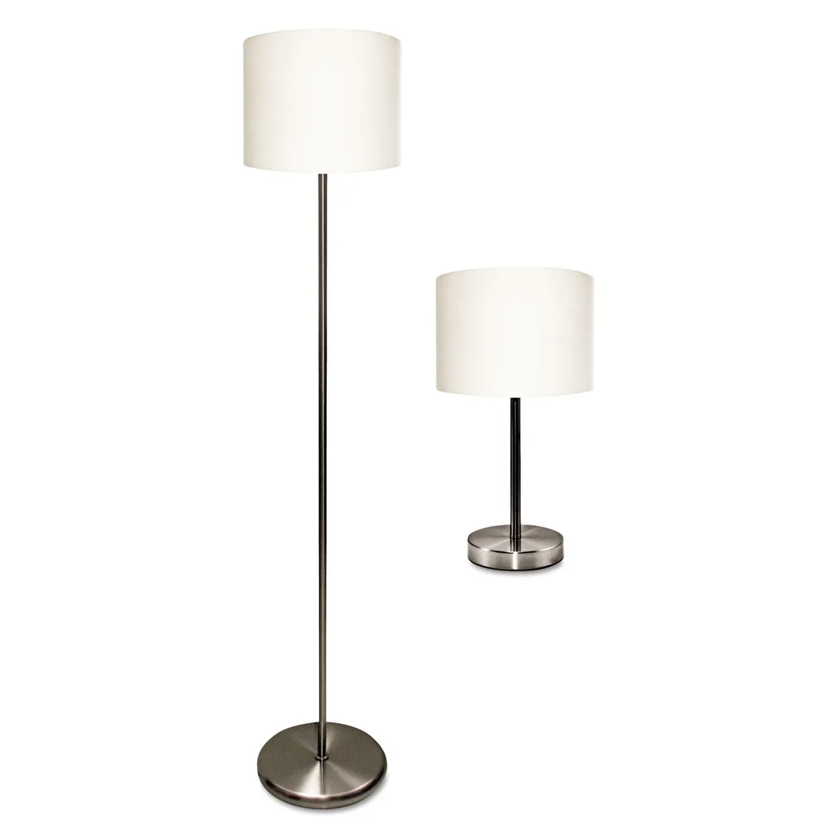LUXO LUXO L9135 Slim Line desk lamp set, table 12.63" and floor 61.5" high, silver/white — product photo
