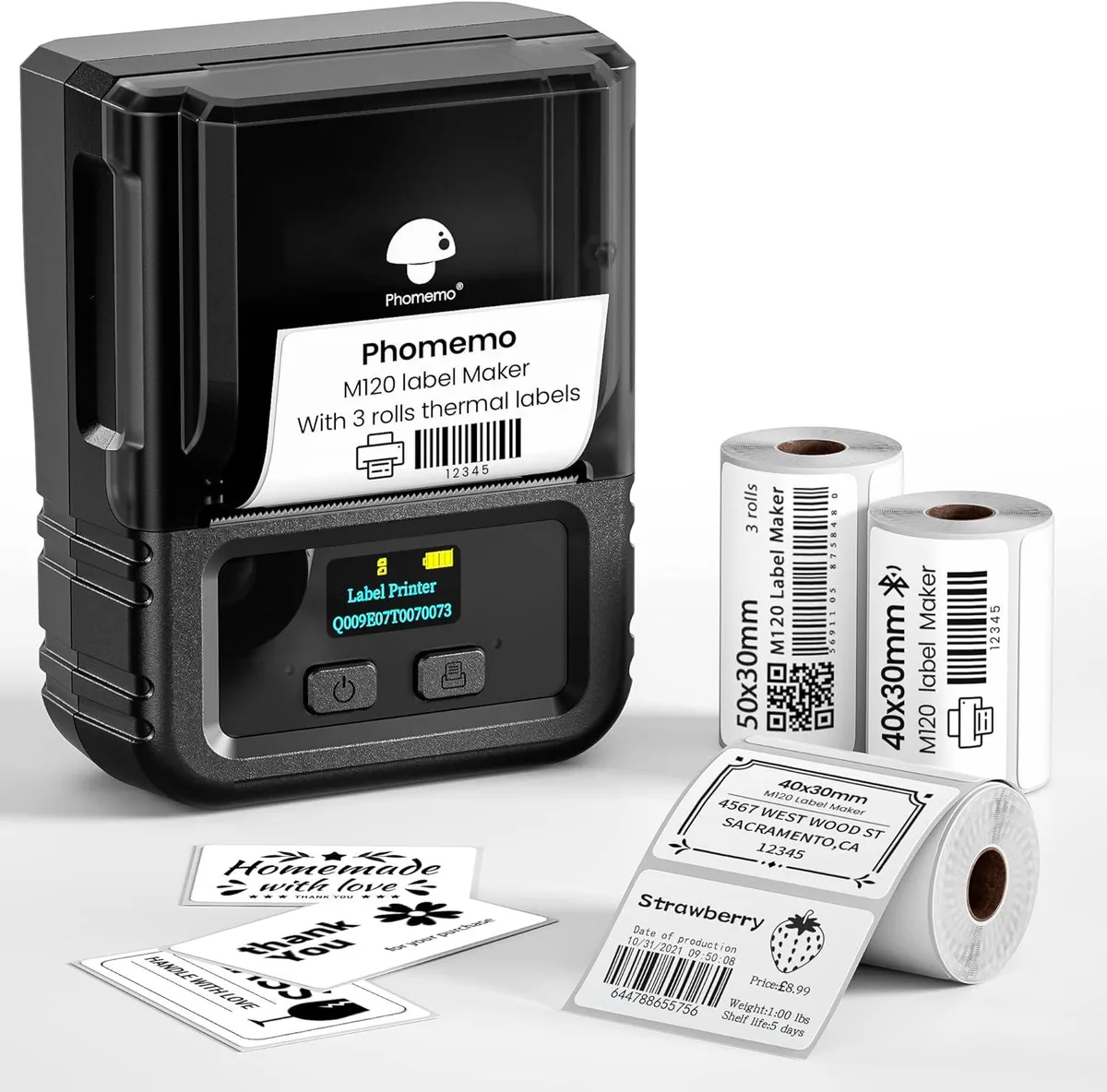 BFKK BFKK M120 Bluetooth 4.2 Label Maker 2 Inch Black Set — product photo