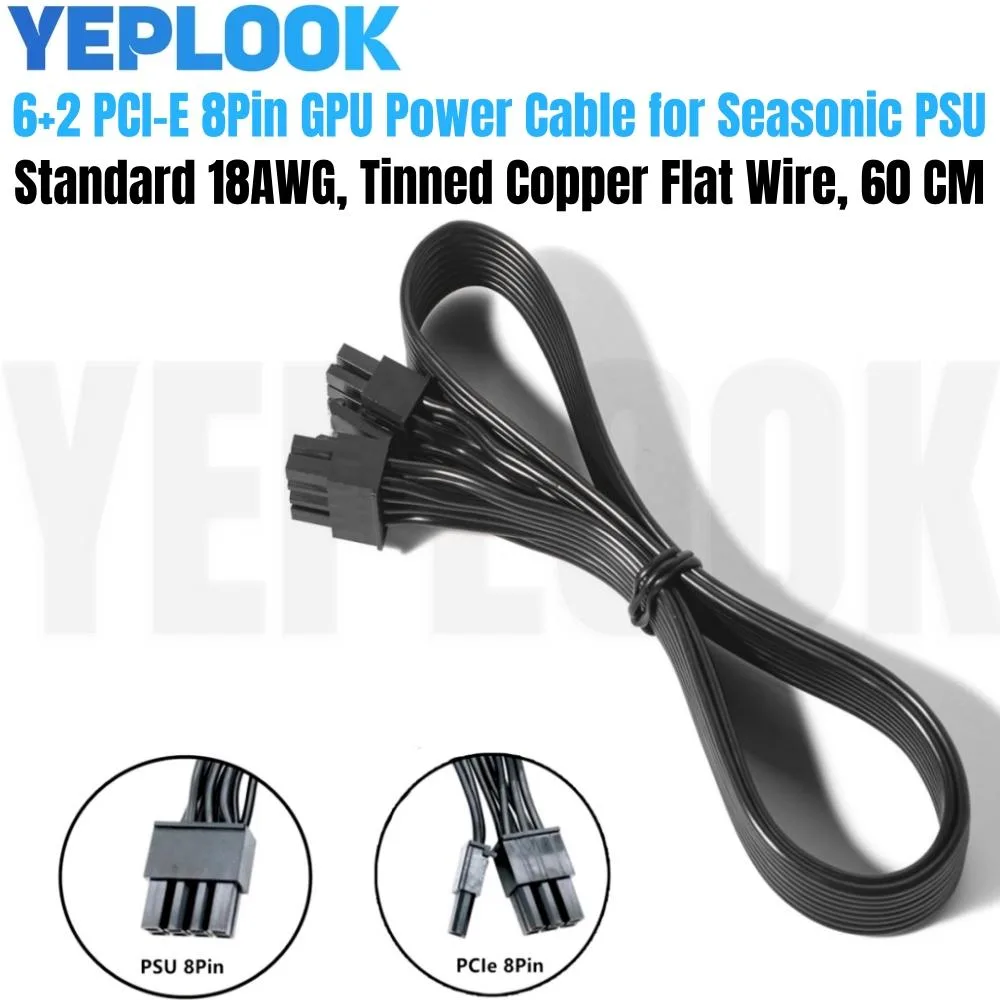 YEPLOOK YEPLOOK 8Pin to PCIe 6+2Pin GPU Power Cable 60cm 18AWG Seasonic Platinum — product photo