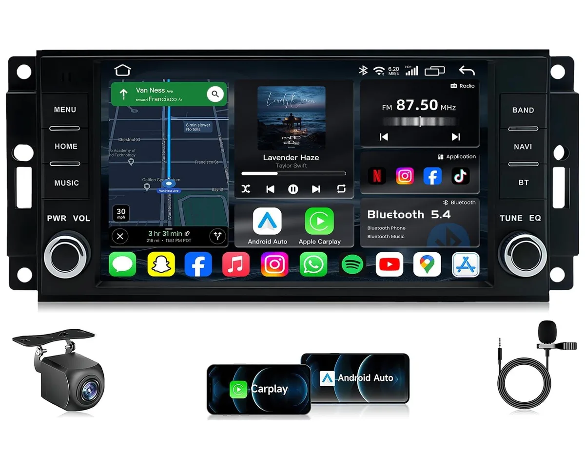 Batianda Batianda 2 in 1 Accessories 4G+64G 5G WiFi Car Radio Stereo for Dodge Challenger 2008-2014 — product photo