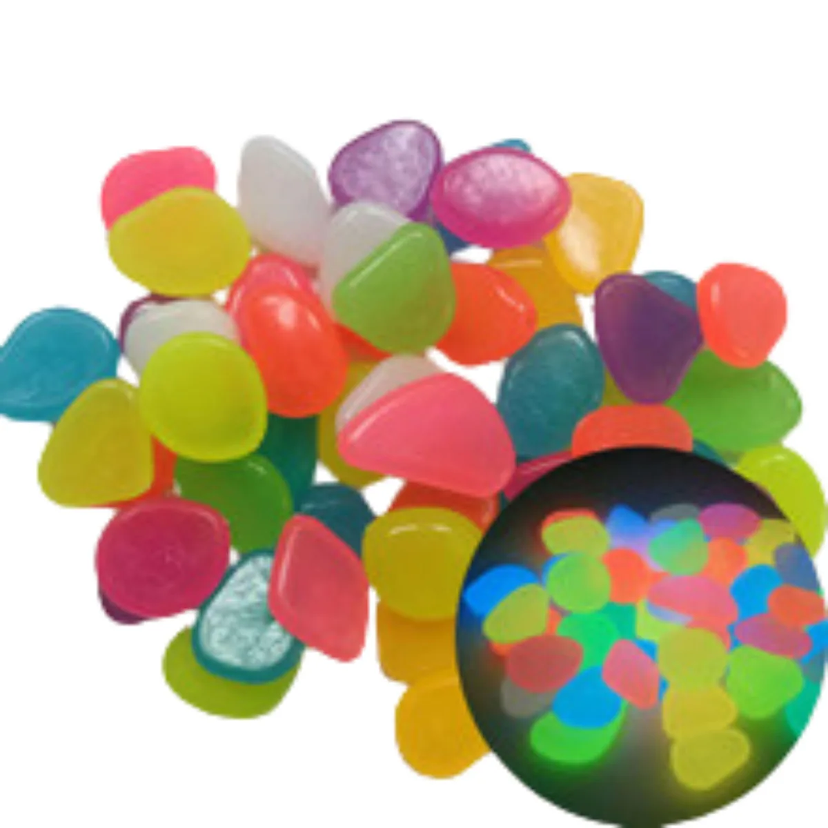 The Perfect Part The Perfect Part Glow in the Dark Pebbles 300PCS 17 x 13mm Mixed Color garden decor — product photo