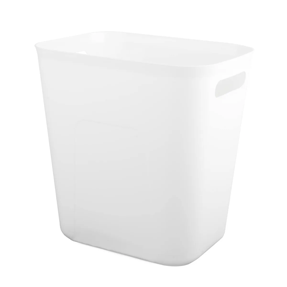 Three white rectangular plastic wastebaskets, 3.5 gallons each