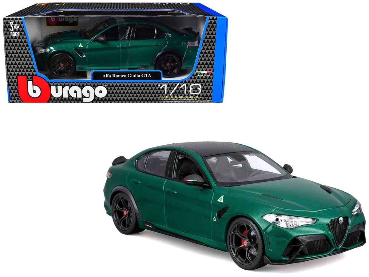 BBURAGO BBURAGO Alfa Romeo Giulia GTA Green Metallic Carbon Top 1/18 Die Cast Model Car — product photo