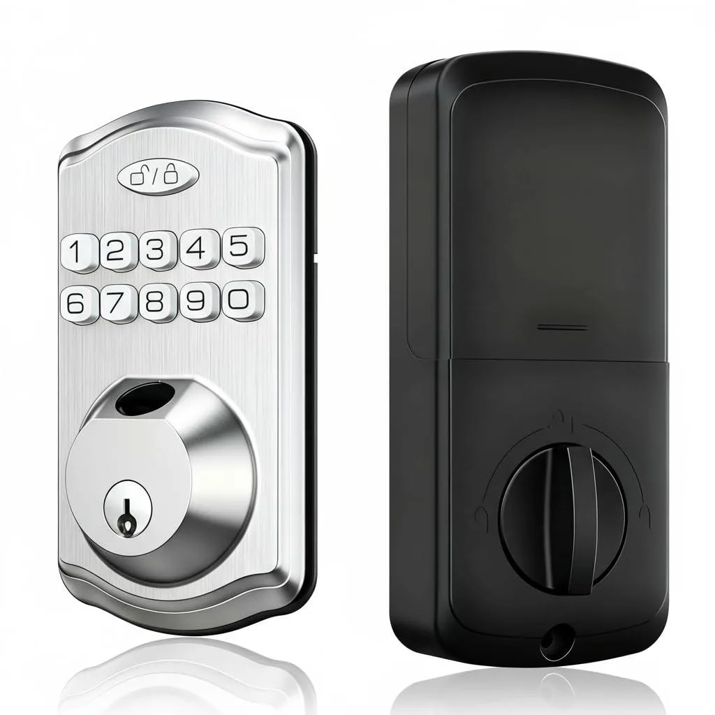 Aluminium deadbolt with fingerprint sensor and keypad, app-controlled smart lock for front door