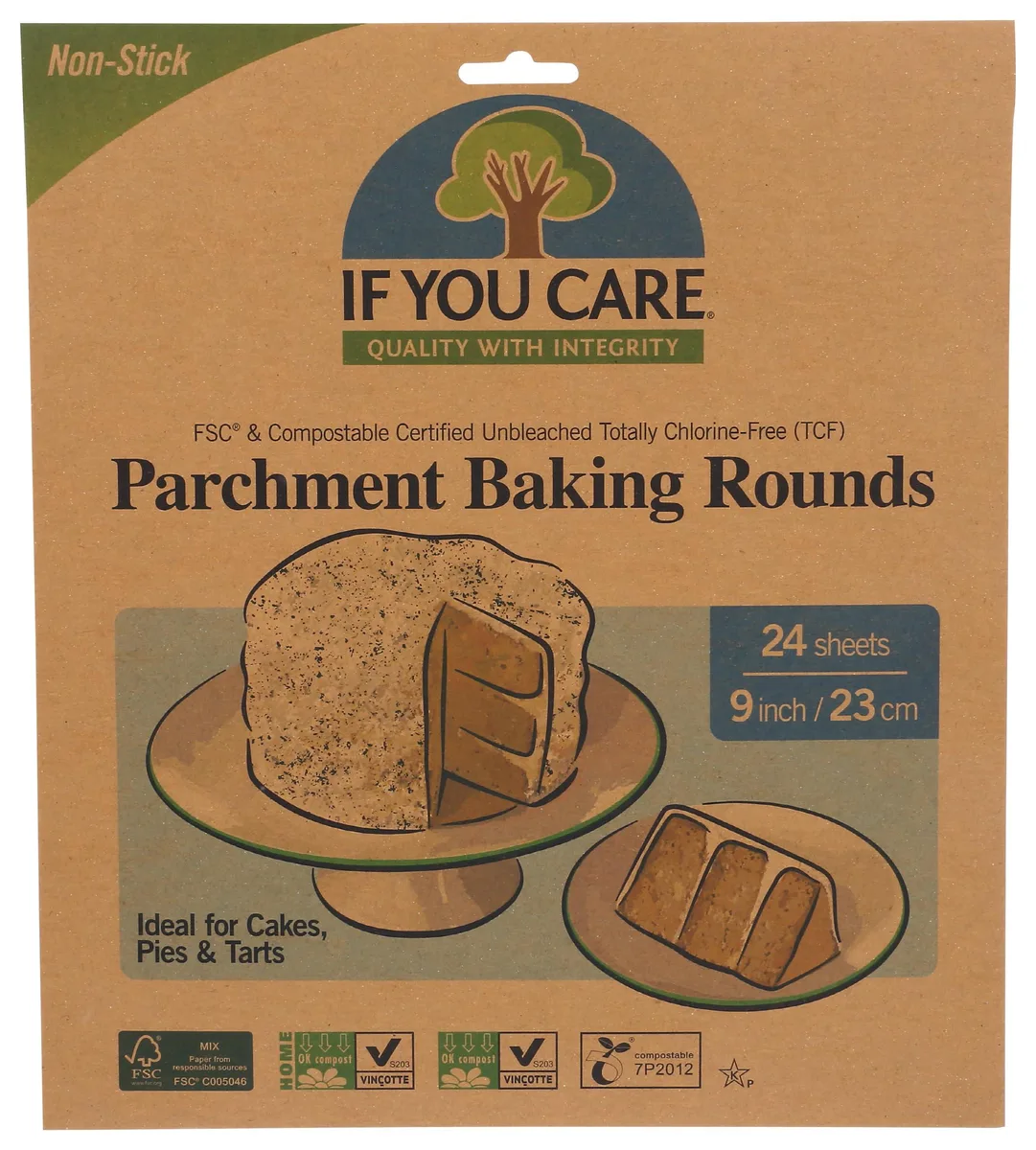 Pack of 24 unbleached parchment rounds in green box