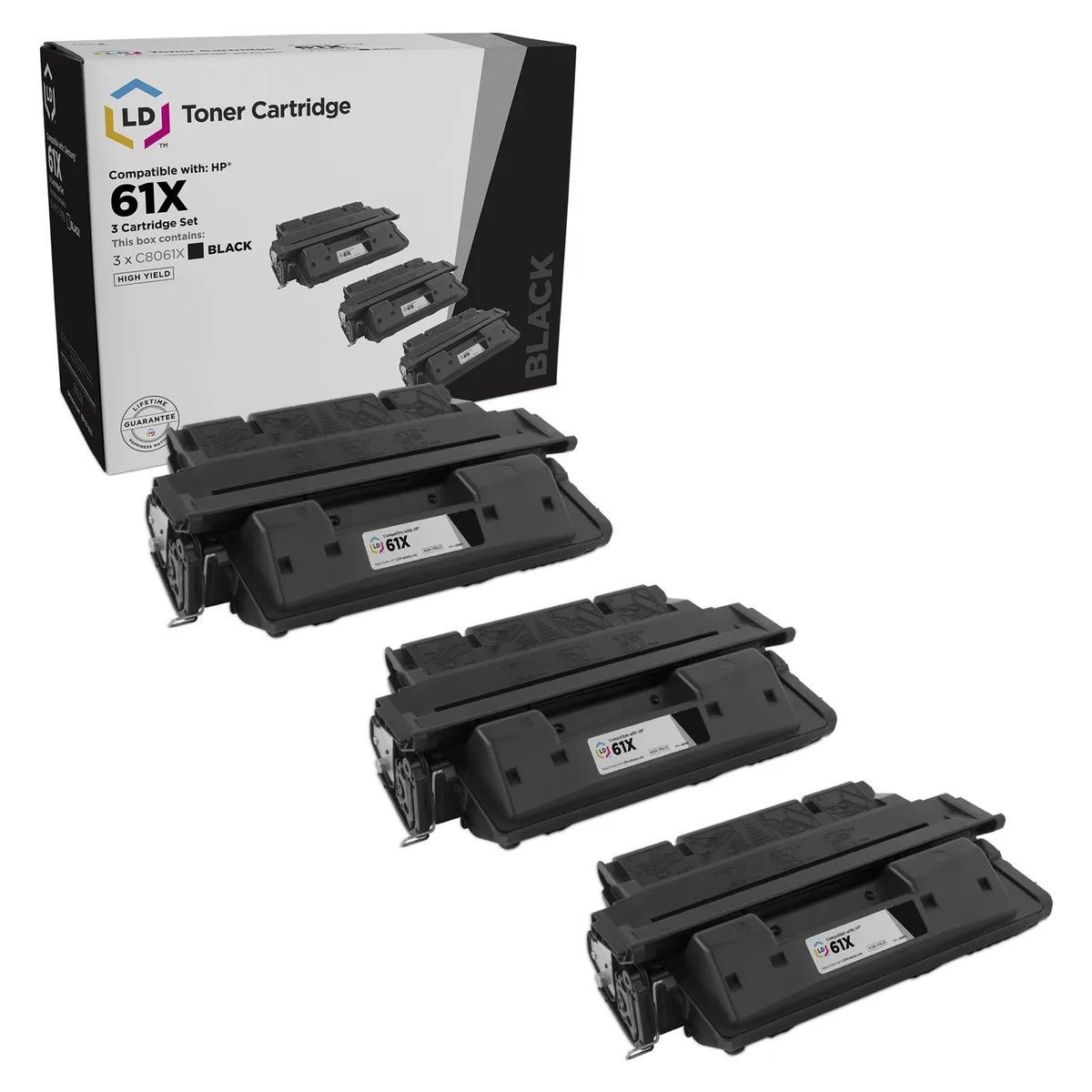 LD Products LD Products 61X C8061X High Yield Black 3-Pack Toner Cartridge — product photo
