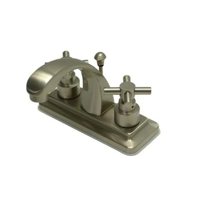 Satin nickel lavatory faucet, four inch spout, solid brass construction