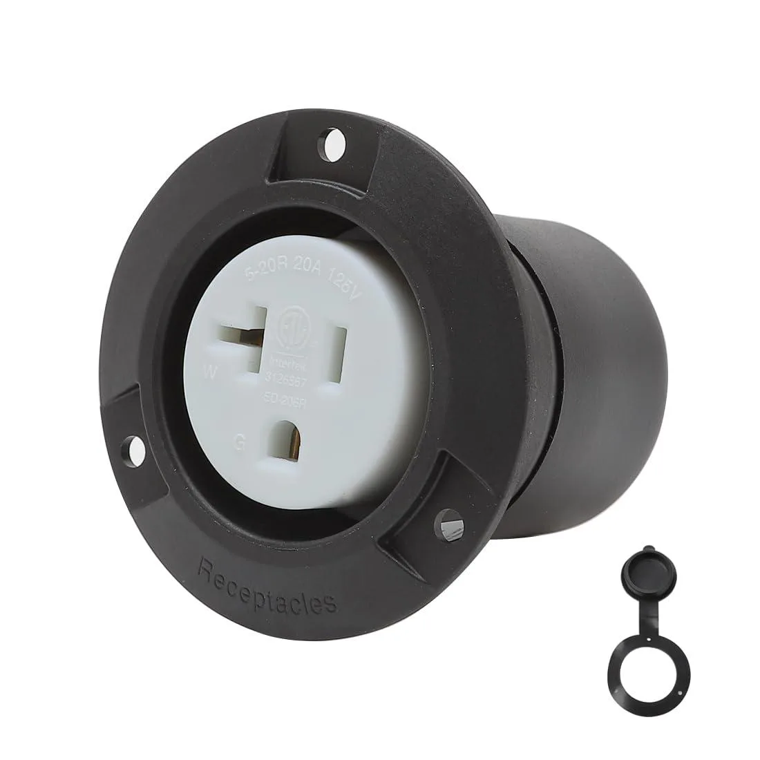 LORDWORLD LORDWORLD NEMA 5-20R 20A 125V Flanged Outlet Waterproof Cover Black — product photo