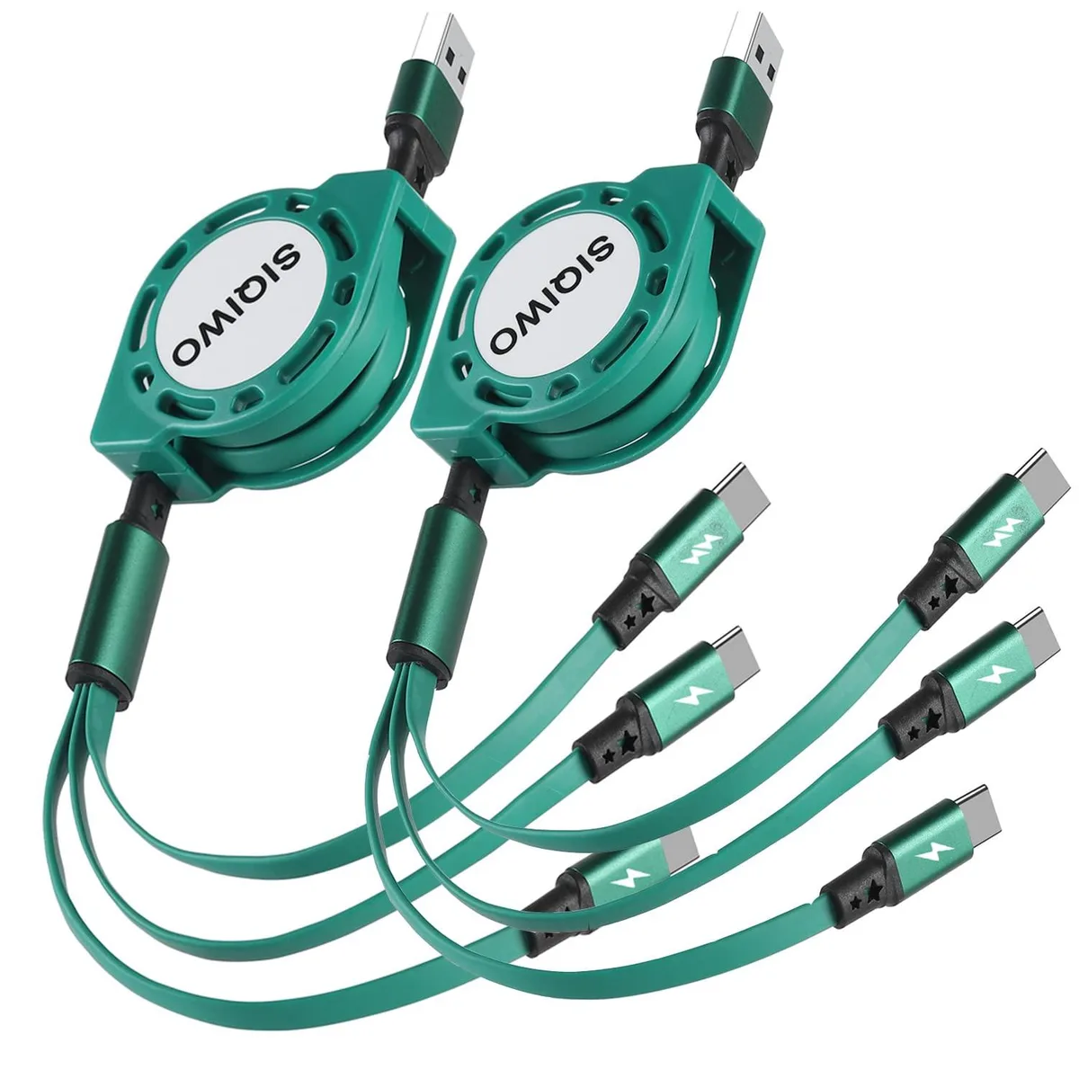 Mobee Mobee Multi USB-C Retractable Cable 3.3 ft 3A 2 Pack QC 3.0 3-in-1 Charger — product photo