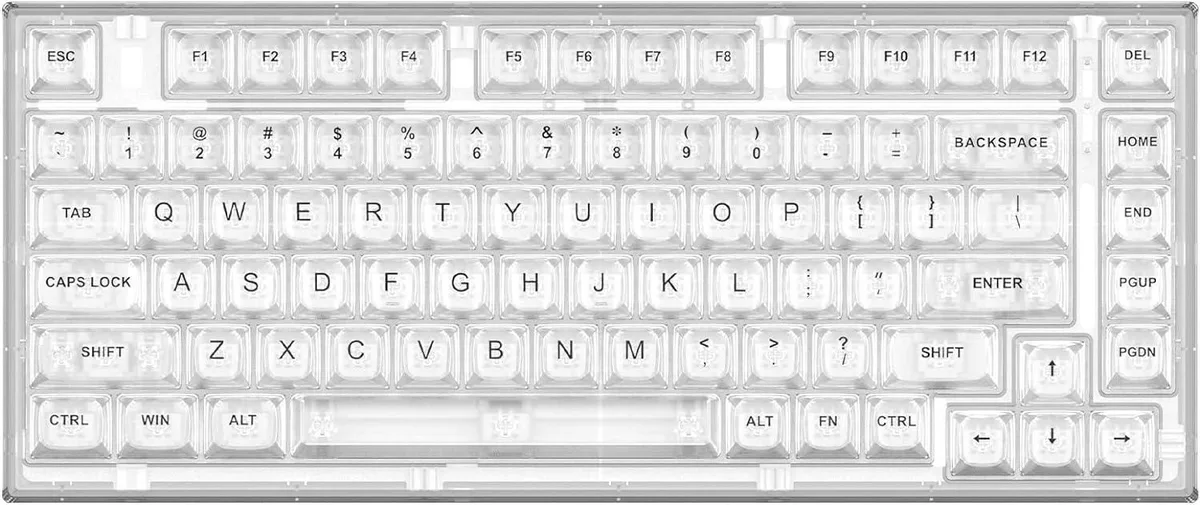 BFKK BFKK 82 Key Wireless Hot Swappable Mechanical Gaming Keyboard Crystal Ice Switch Wireless White — product photo