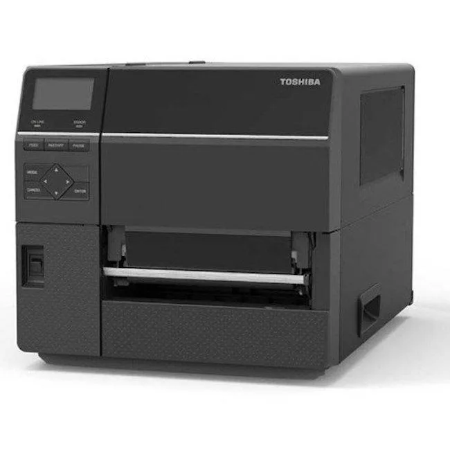 Toshiba B-EX6T industrial barcode label printer in grey and black finish