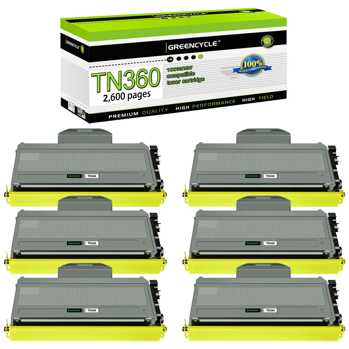 GREENCYCLE GREENCYCLE TN360 High Yield Black Toner Cartridge 2600 Pages — product photo