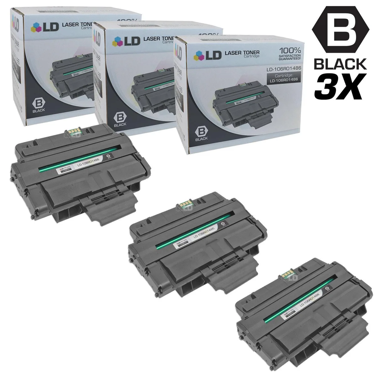 LD Products LD Products Compatible Toner Cartridge for Xerox 106R1486 Black 3-Pack — product photo