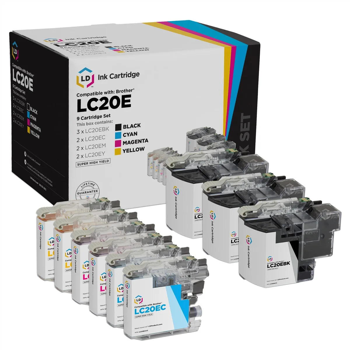 LD Products LD Products compatible ink cartridge 9-pack for Brother LC20E super high yield — product photo