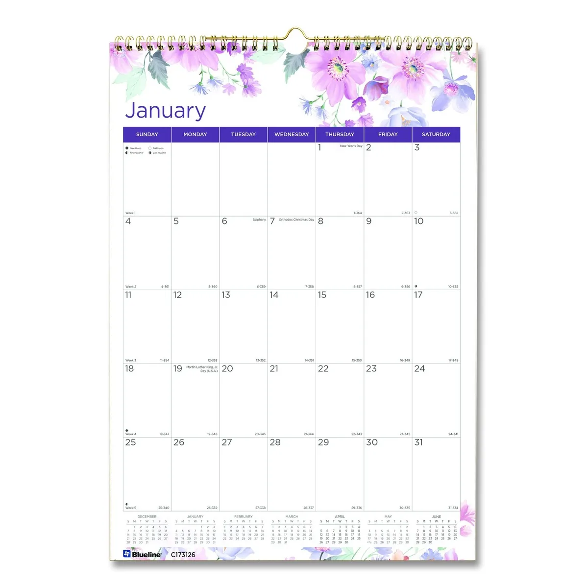Rediform Rediform Wall Calendar Passion Floral 12 x 17 2026 — product photo