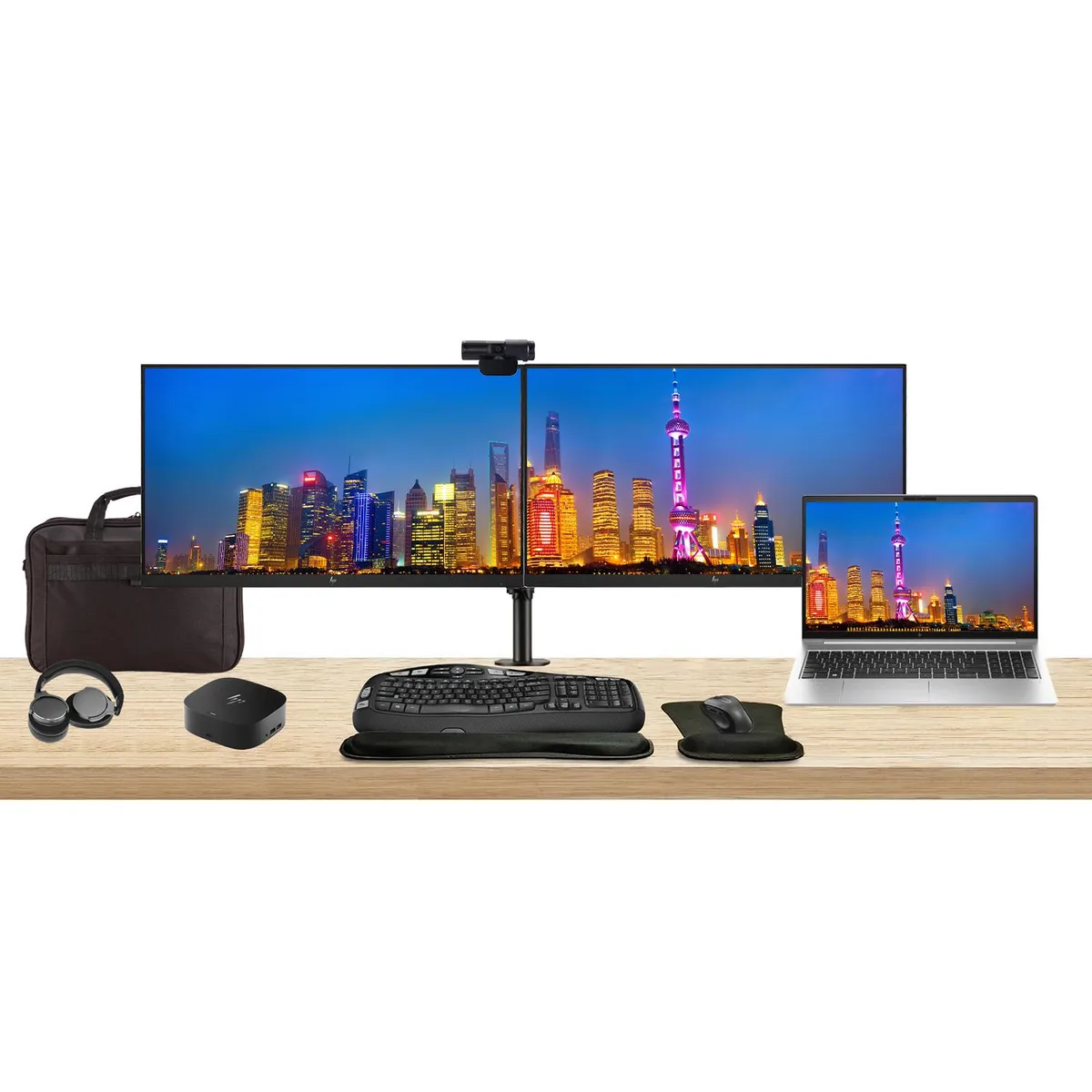 HP HP EliteBook 650 G10 15.6" i5-1345U 16GB 512GB Bundle: 2×24" Monitors, Dock, Peripherals, Bag — product photo