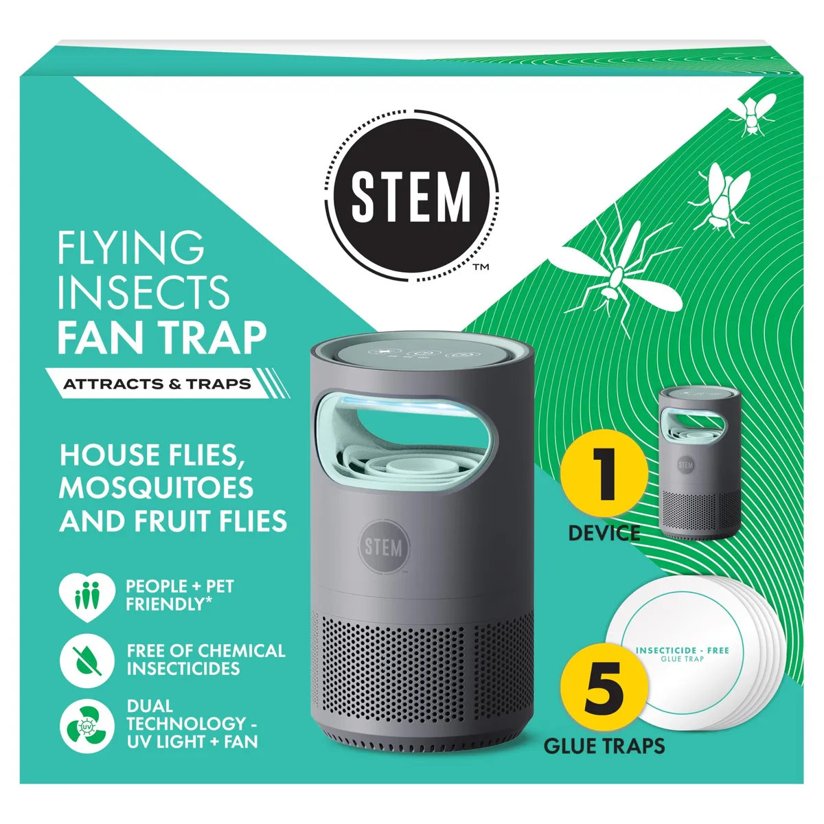  STEM Fan Trap Grey 5 Glue Traps Timer 3 8 12 24h — product photo