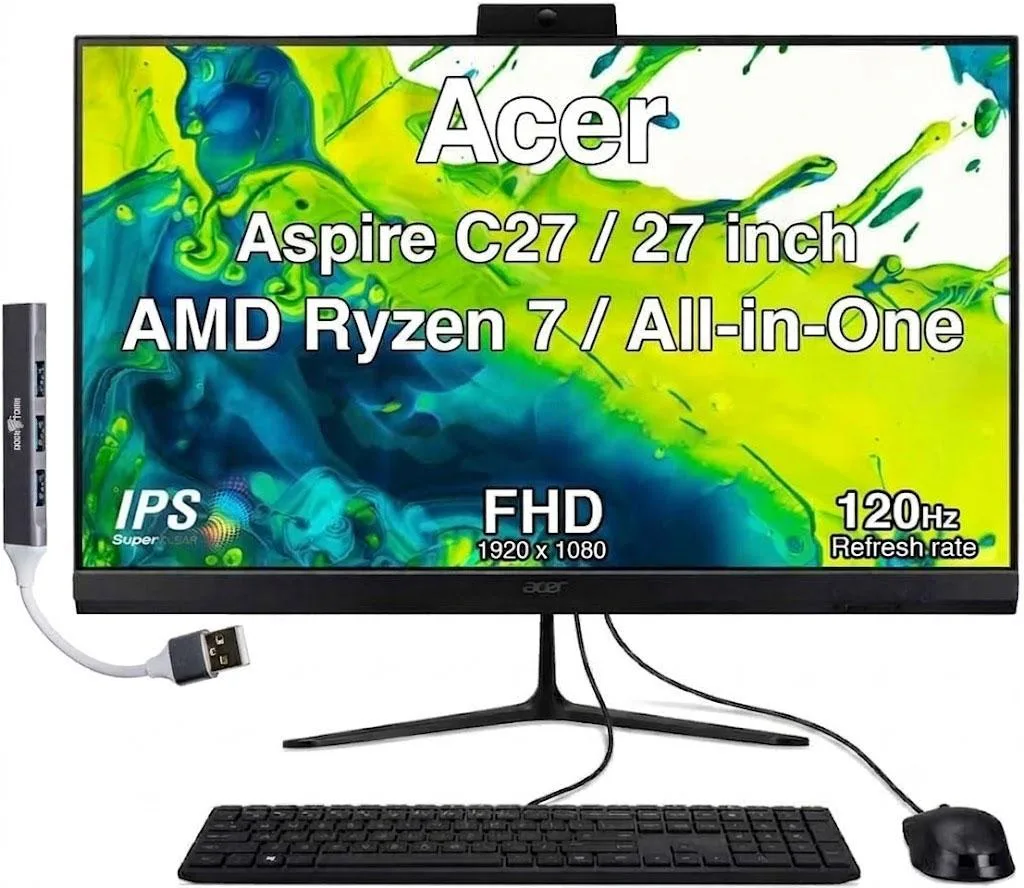 Acer America Acer America Aspire C27 all-in-one PC 27" IPS FHD 120Hz Ryzen 7 5825U 16GB DDR4 1TB NVMe Windows 11 Home — product photo