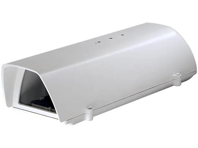 Gray plastic camera housing, ceiling mount, 15 inch long with sun visor