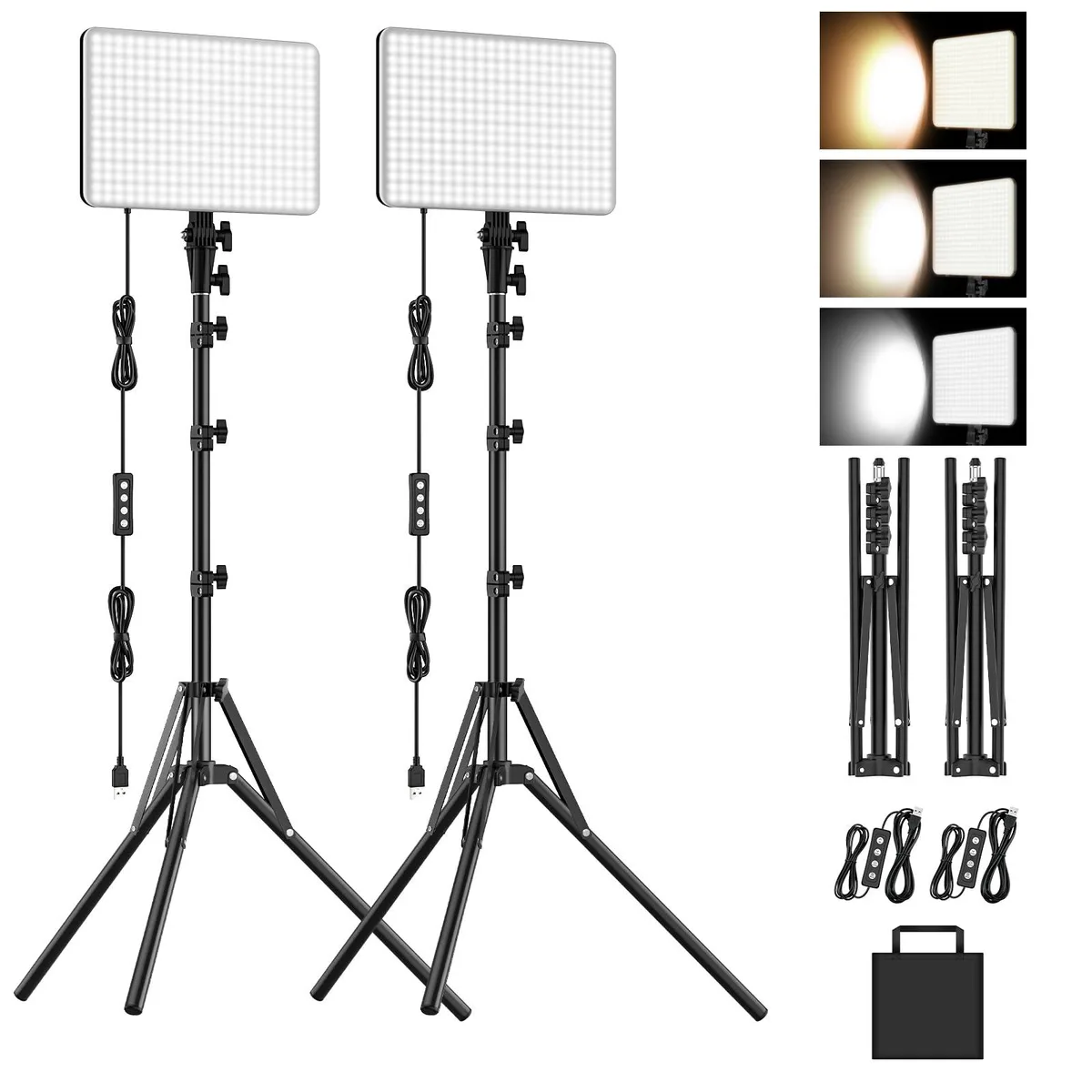  Neewer K15-US 15W 2-Pack LED Video Lighting Kit with Tripod Stands — product photo