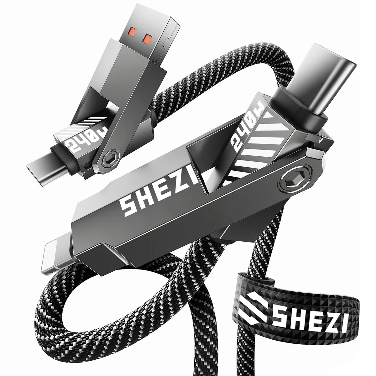 MCHOSE MCHOSE 4-in-1 USB-C Lightning Cable 240W 5FT Grey — product photo