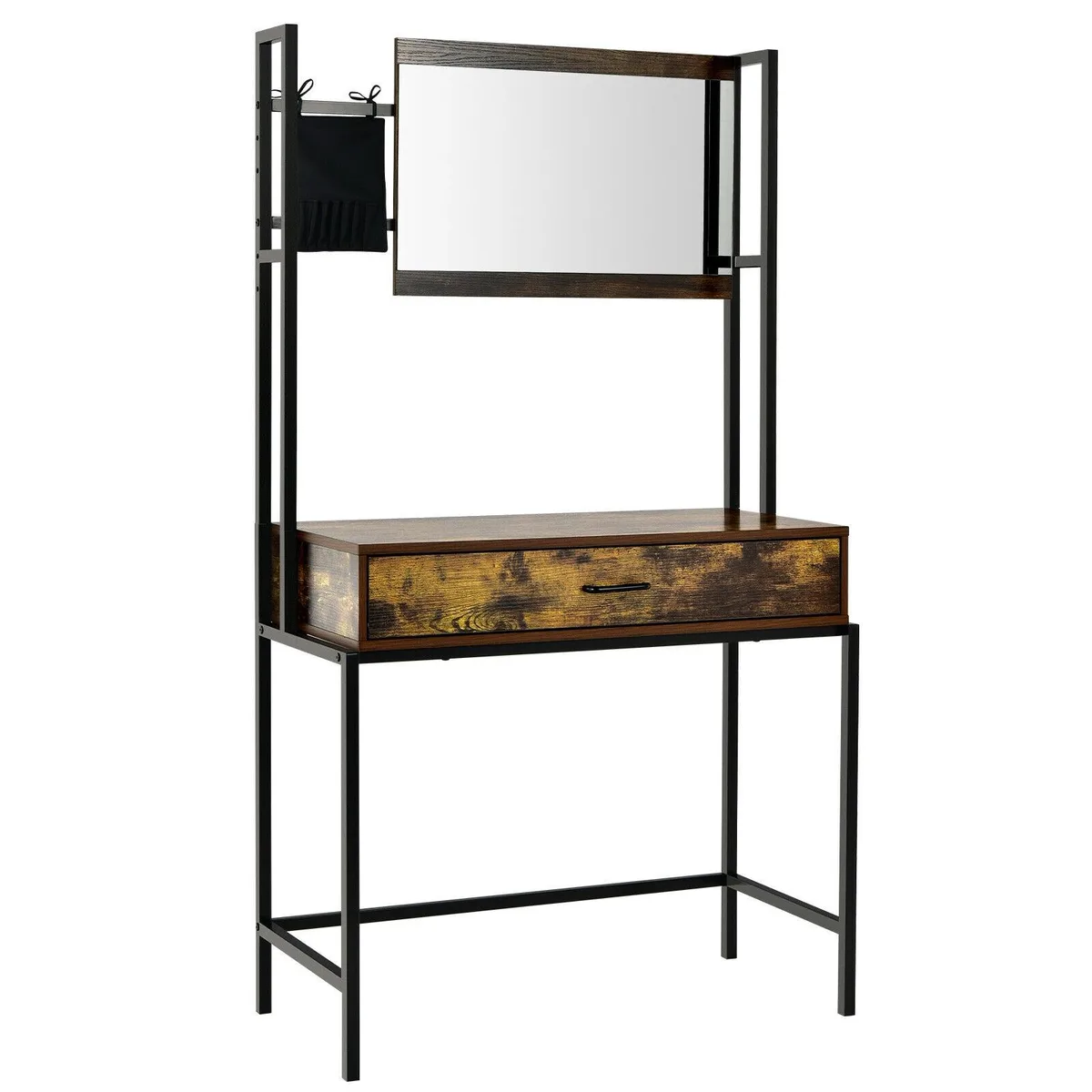 SlickBlue SlickBlue Industrial Vanity Table Brown 33" 59" 3-Height Mirror Bag — product photo