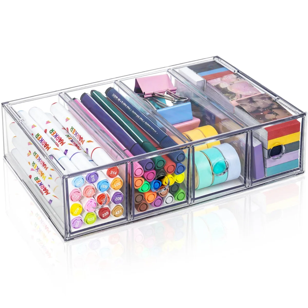 FODIENS 4-Drawer Acrylic Storage Organizer Clear 10.63x6.69x2.76in — product photo